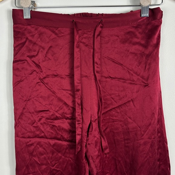 LilySilk 100% Silk Mulberry Pure Womens Wide Leg Pants Burgundy Womens Small S - Picture 4 of 15